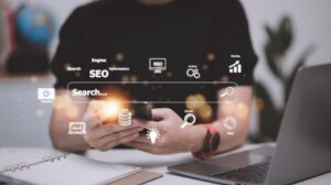 Website optimization and SEO strategy with digital search.