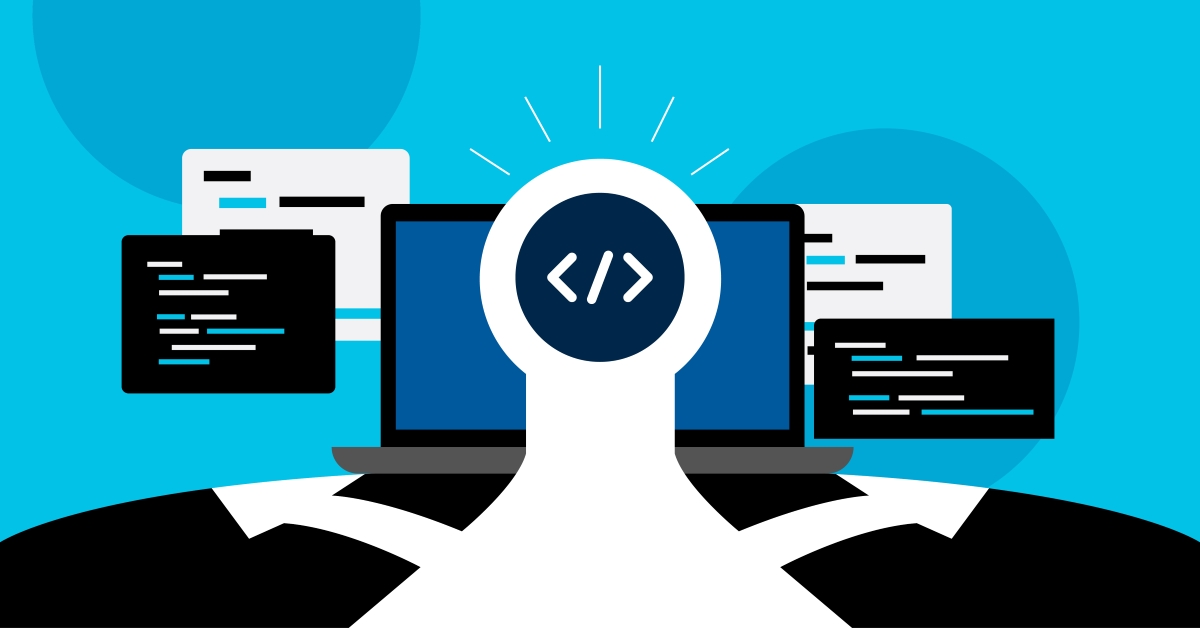 Minimal vector illustration of multiple paths converging toward a laptop with abstract workflow and interface elements, representing strategic decision-making in modern web development.